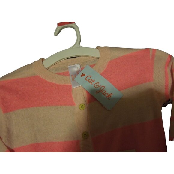 Cat & Jack Girls Pink & Coral Stripped Sweater & Heart Shirt Size XS (4/5)- NWT - Picture 2 of 3